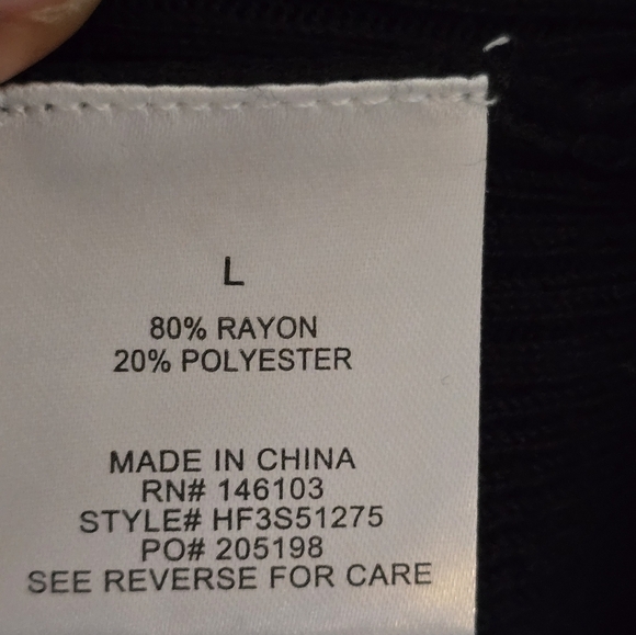 $44 Hippie Rose Sweater Dress Women Sz L Black Long Bell Sleeve Short Front Slit - Picture 12 of 12